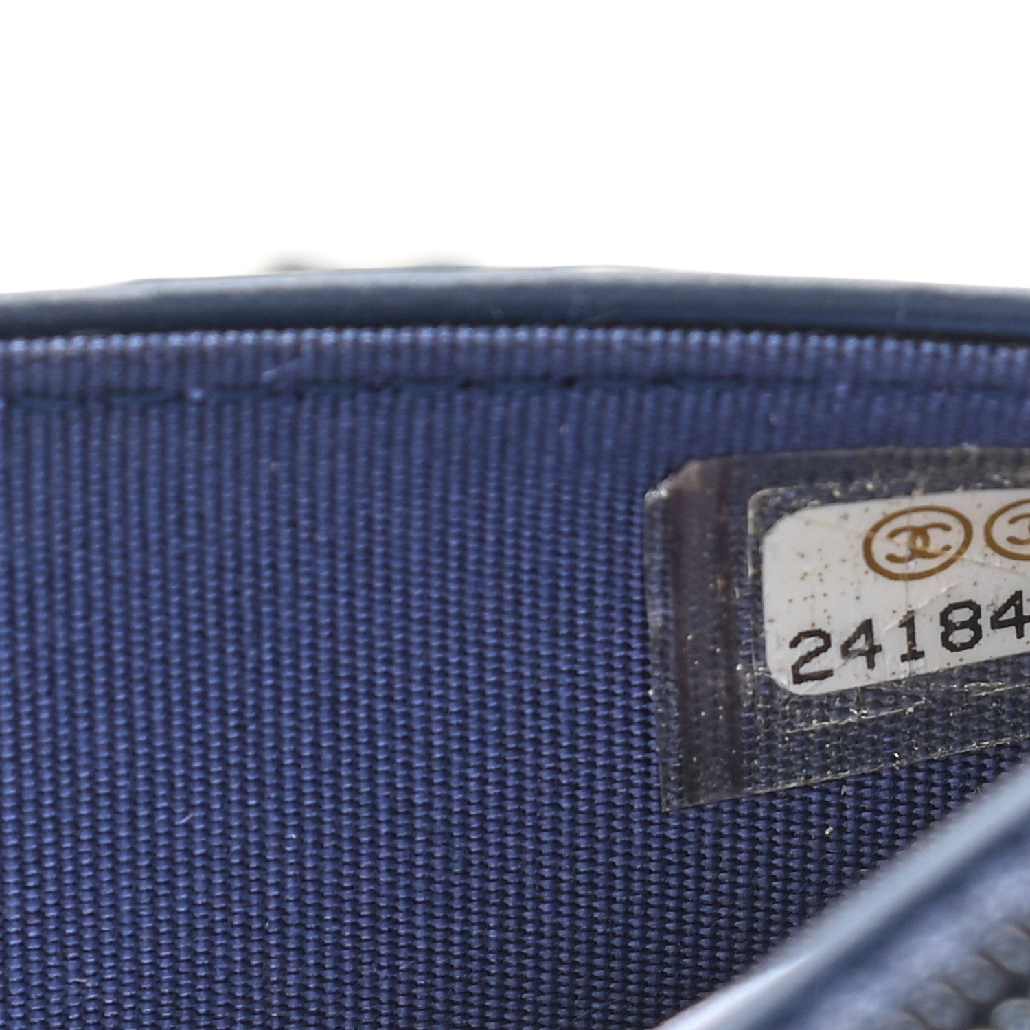 Chanel Calfskin Painted Chevron Embossed Boy Wallet On Chain WOC Navy 8 of 10