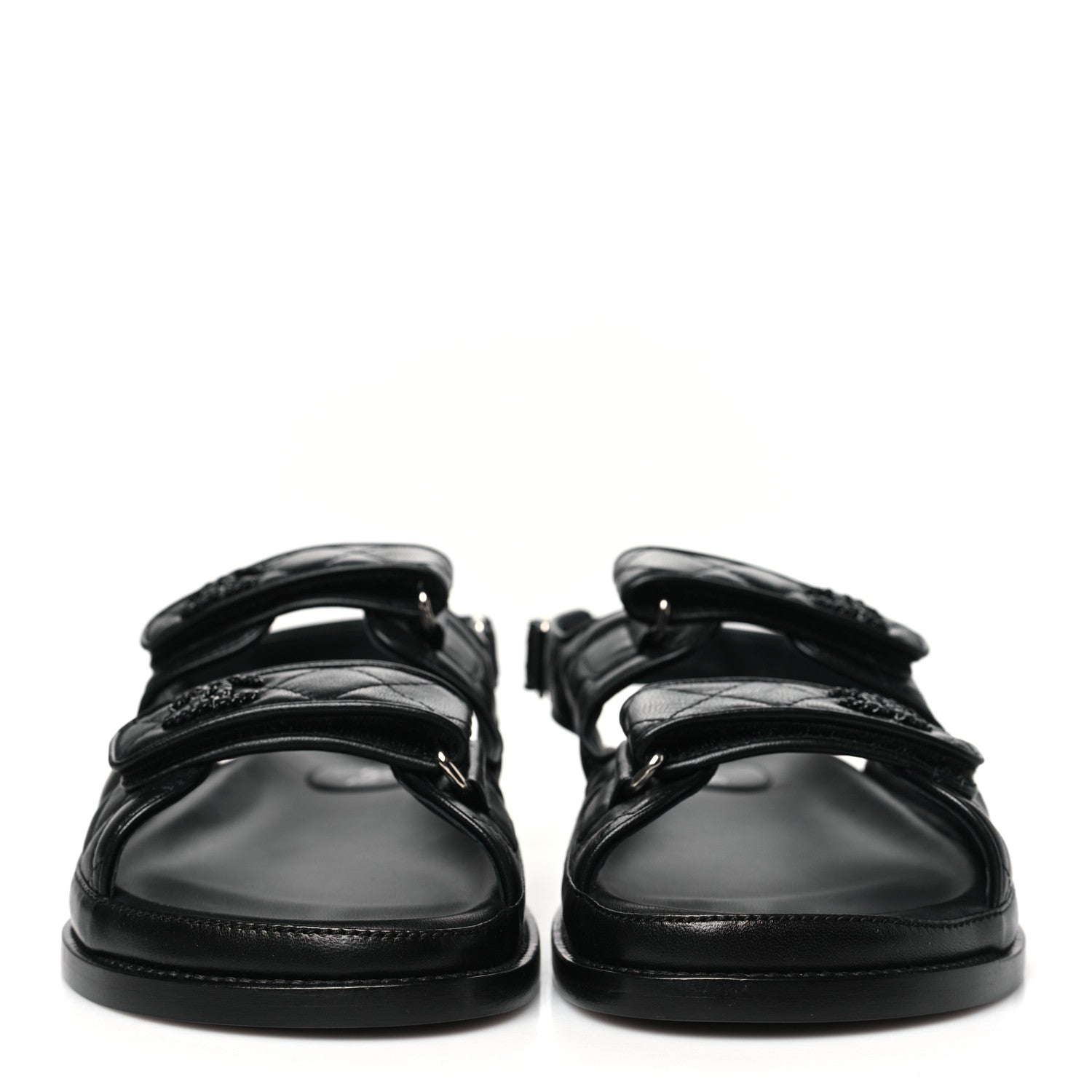 Chanel Lambskin Velcro Dad Sandals 40 Black 3 of 9