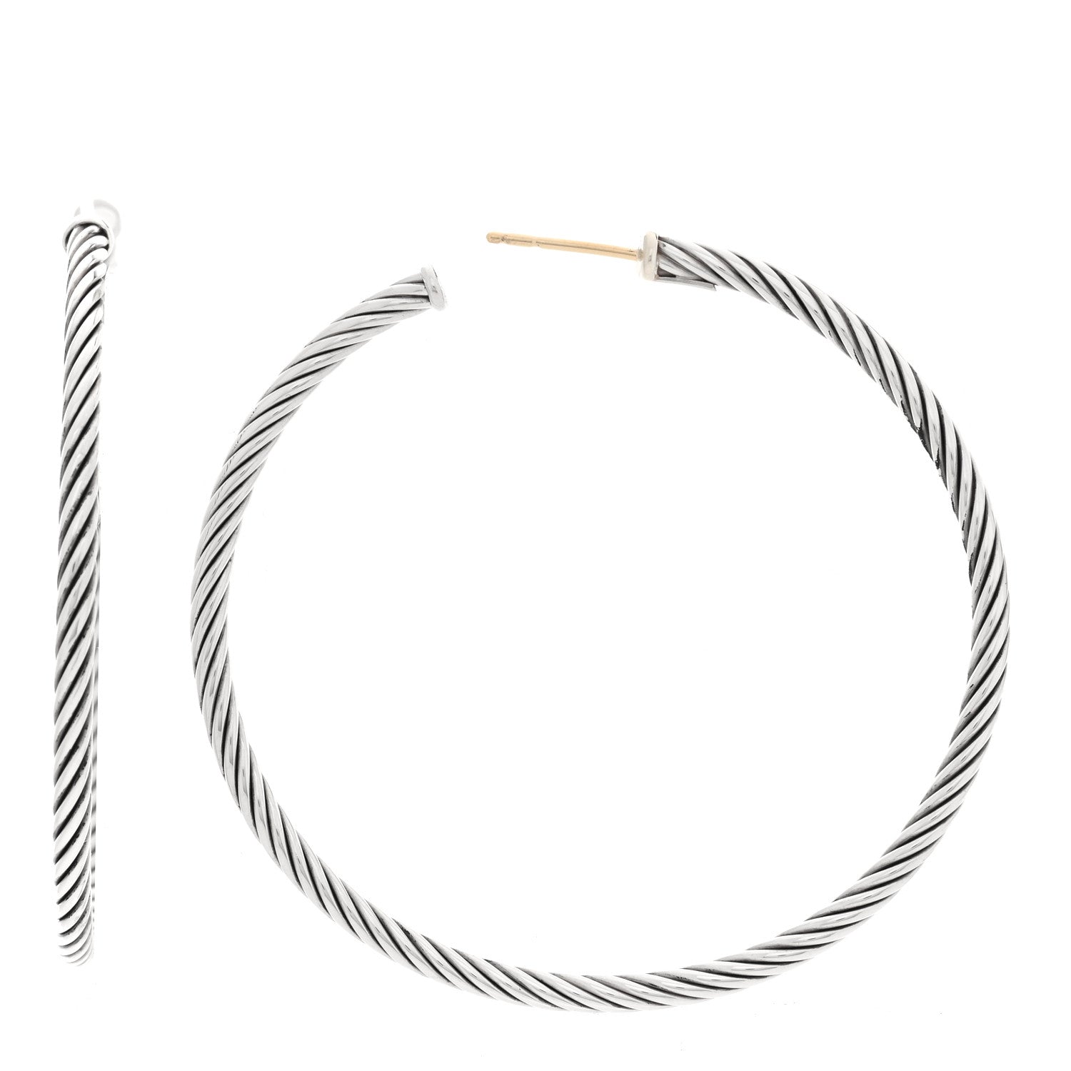 David Yurman Sterling Silver Large Cable Classics Hoop Earrings 1 of 4