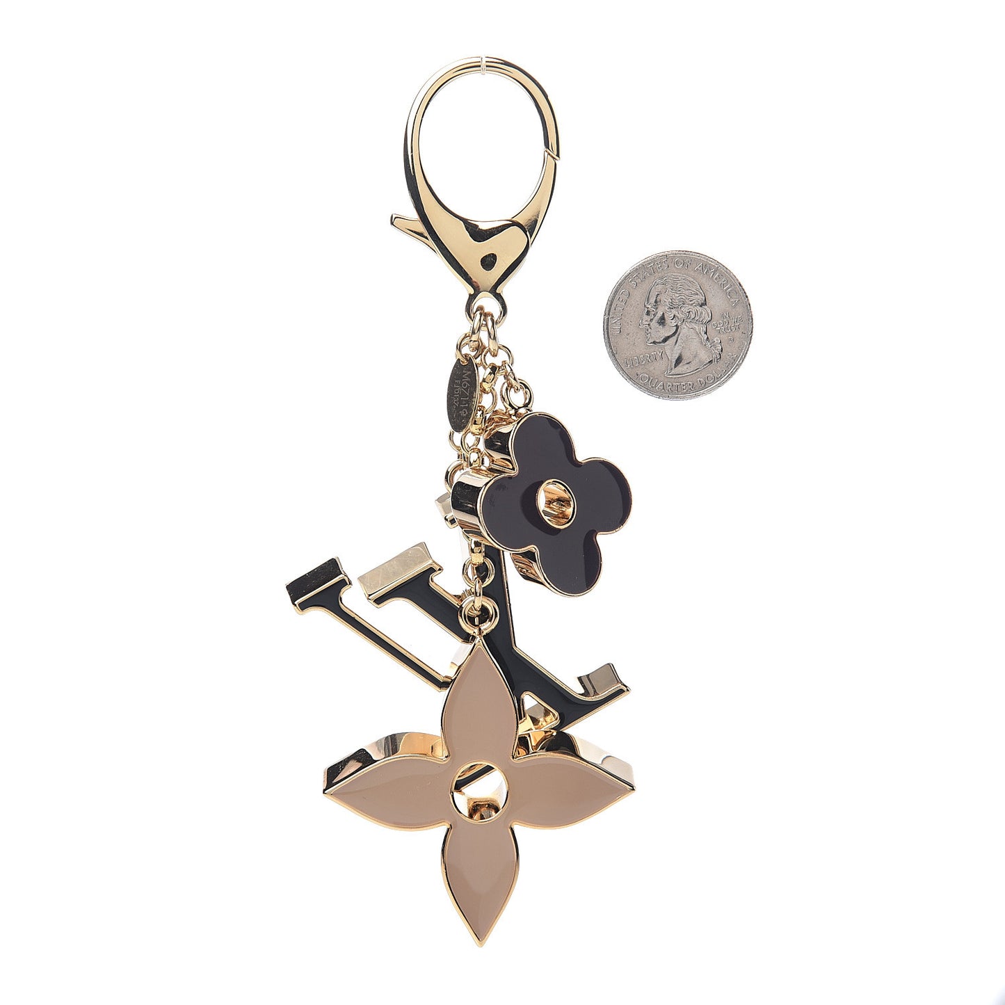 Fleur De Monogram Bag Charm Dore