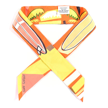 Hermes Silk Sea Surf and Fun Twilly Orange Jaune Camel 1 of 3