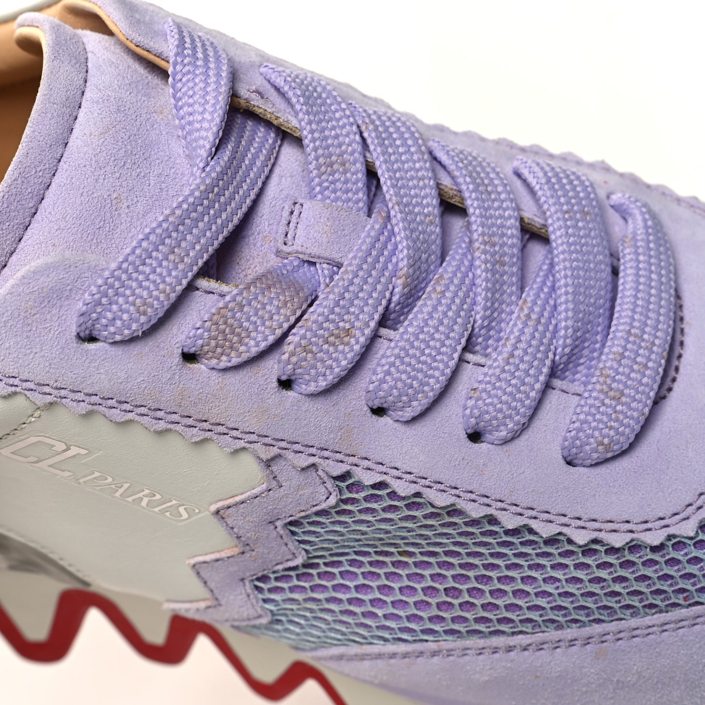 Suede Mesh Calfskin Neoprene Loubishark Sneakers 40 Lilac Smoke