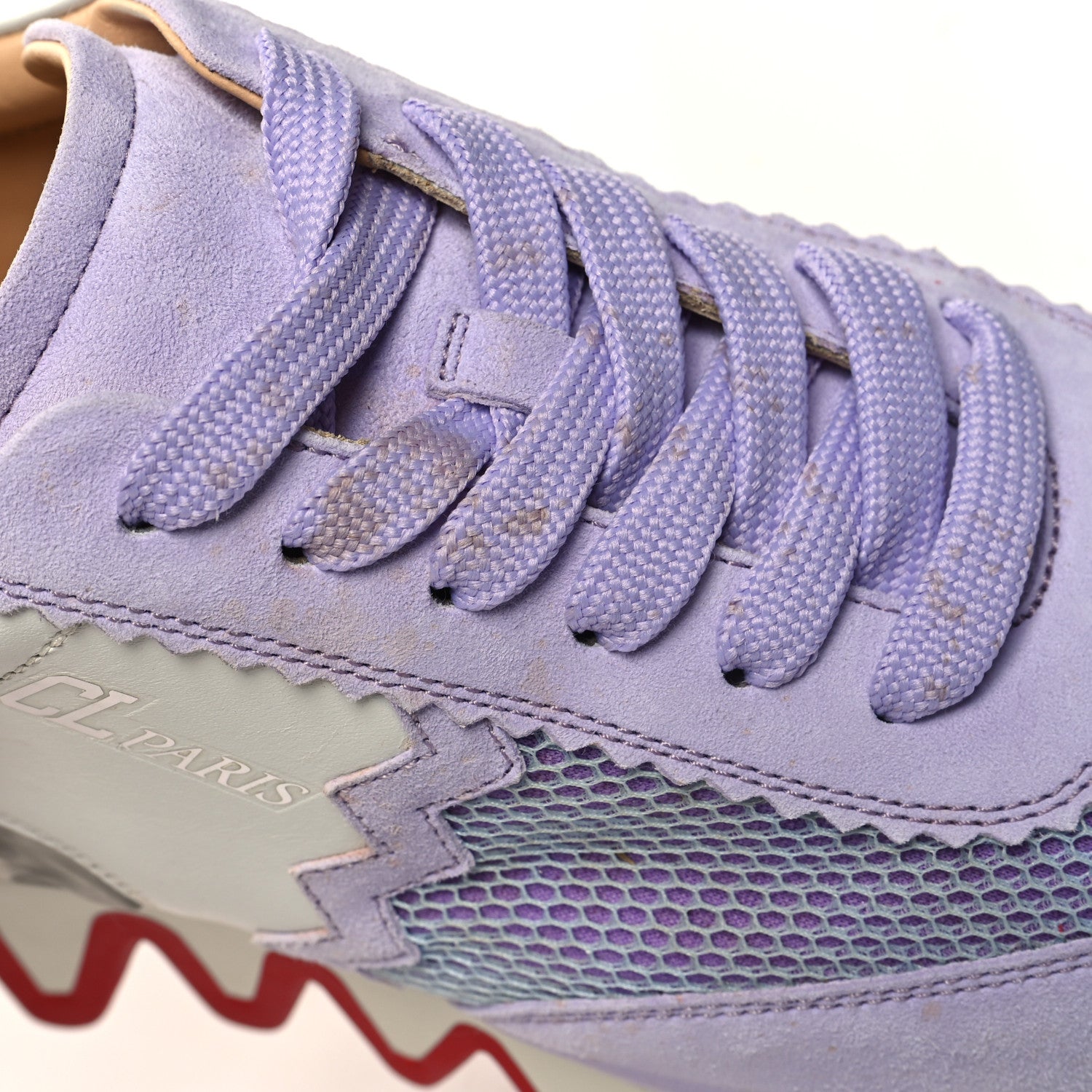 Christian Louboutin Suede Mesh Calfskin Neoprene Loubishark Sneakers 40 Lilac Smoke 11 of 13