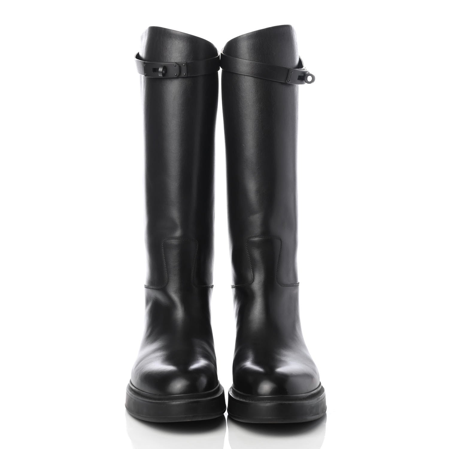 Hermes Calfskin Variation Monochromatic Boots 39.5 Black 2 of 8