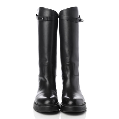 Hermes Calfskin Variation Monochromatic Boots 39.5 Black 2 of 8
