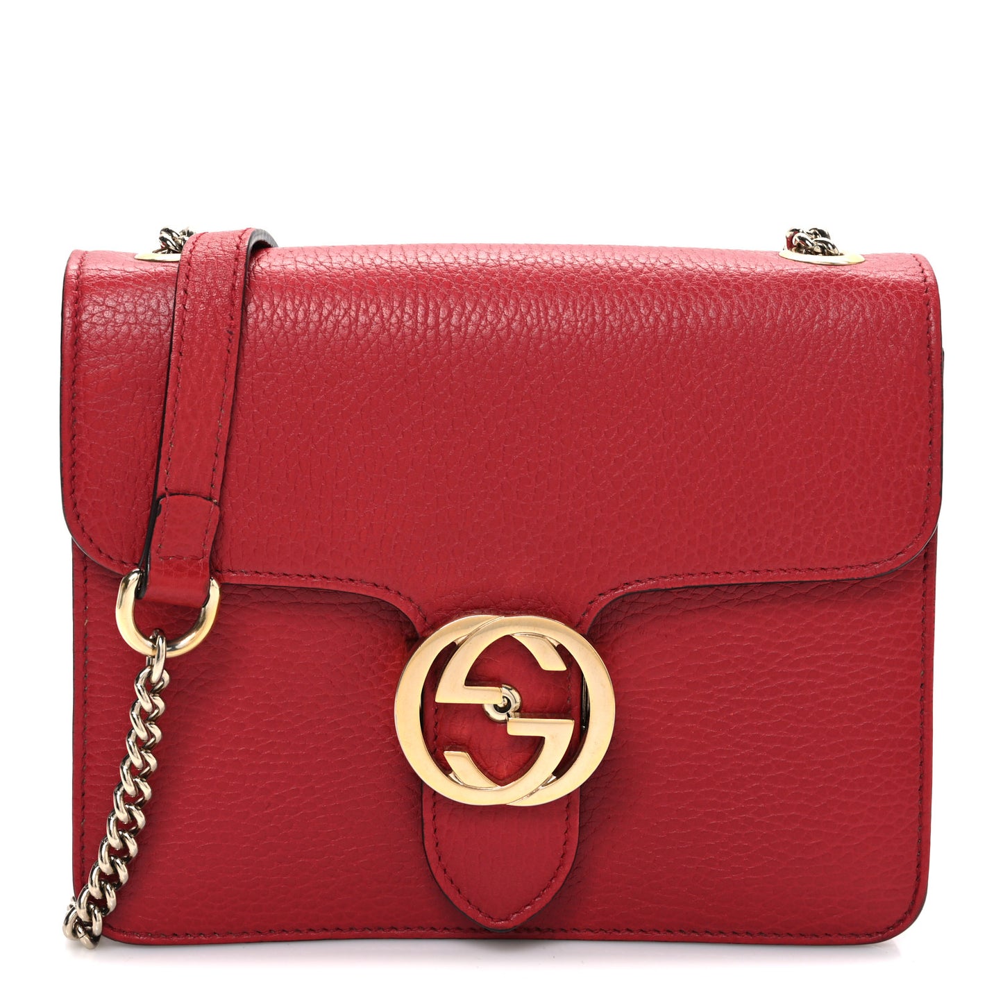 Dollar Calfskin Small Interlocking G Shoulder Bag Red