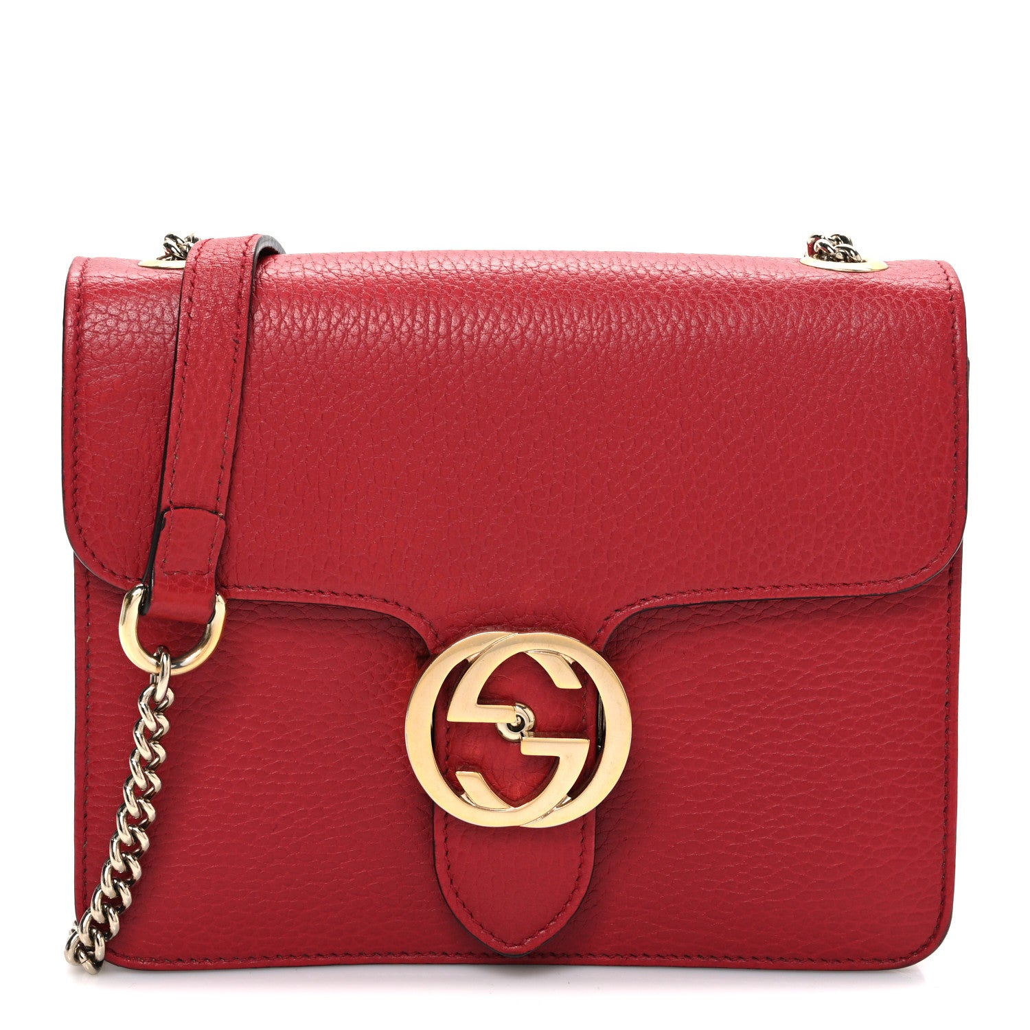 Gucci Dollar Calfskin Small Interlocking G Shoulder Bag Red 1 of 10