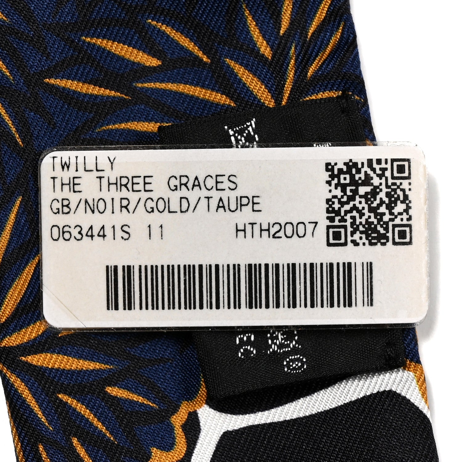 Hermes Silk The Three Graces Twilly Black Gold Taupe 3 of 4