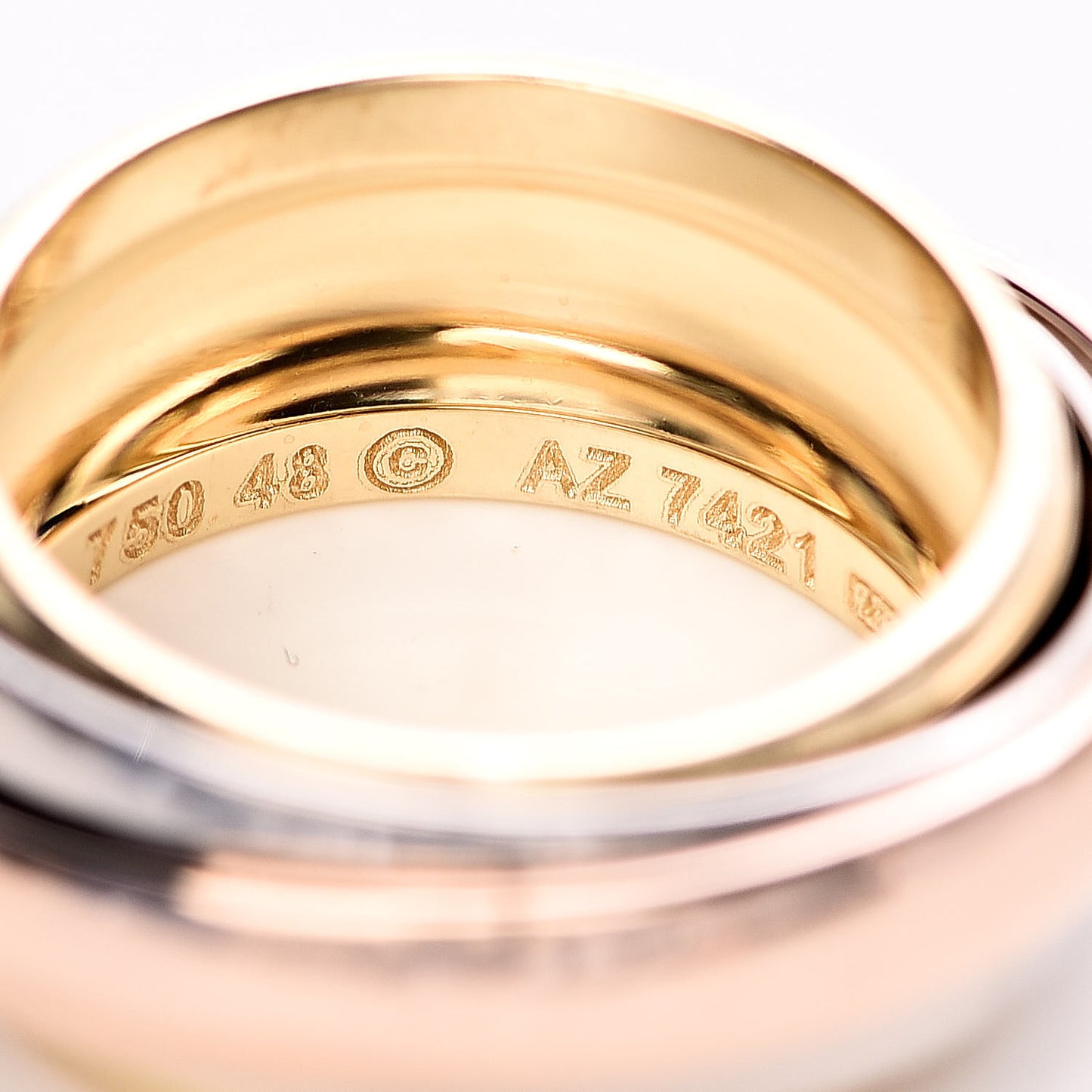 18K Pink Yellow White Trinity Must Essence Ring 48 4.5