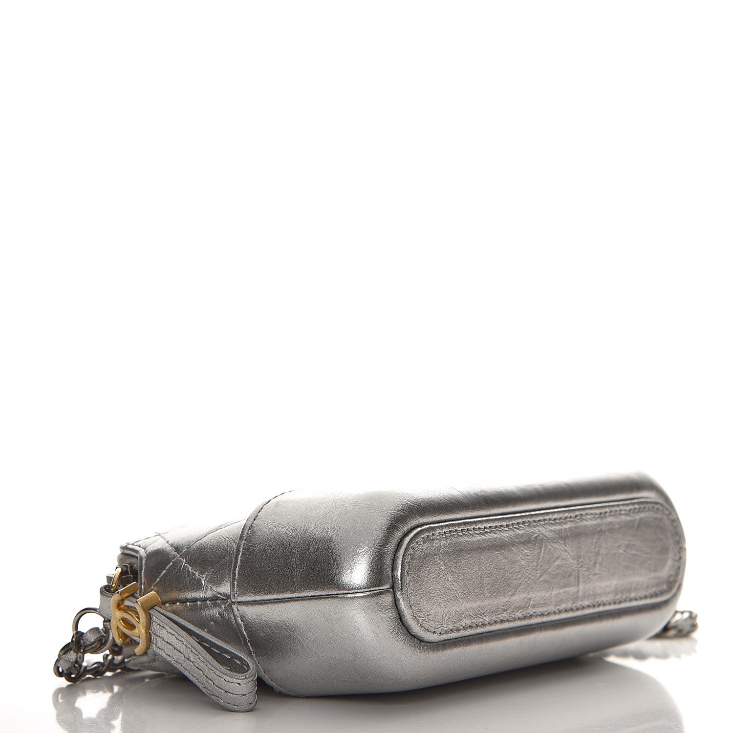 Chanel Metallic Lambskin Calfskin Quilted Small Gabrielle Clutch With Chain Silver 4 of 9