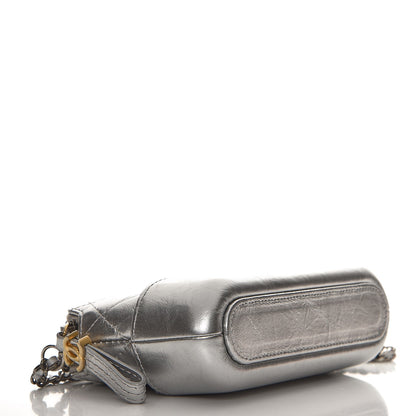 Chanel Metallic Lambskin Calfskin Quilted Small Gabrielle Clutch With Chain Silver 4 of 9