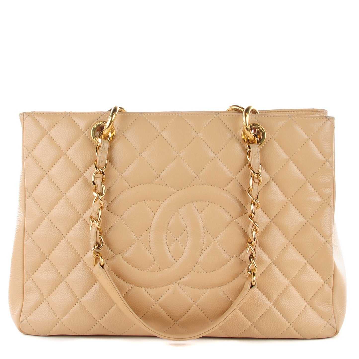 Caviar Quilted Grand Shopping Tote GST Beige Clair