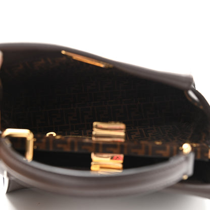 Fendi Vitello Seta Suede FF Mini Peekaboo Iconic Satchel Chocolate Sigaro Marrone 5 of 11