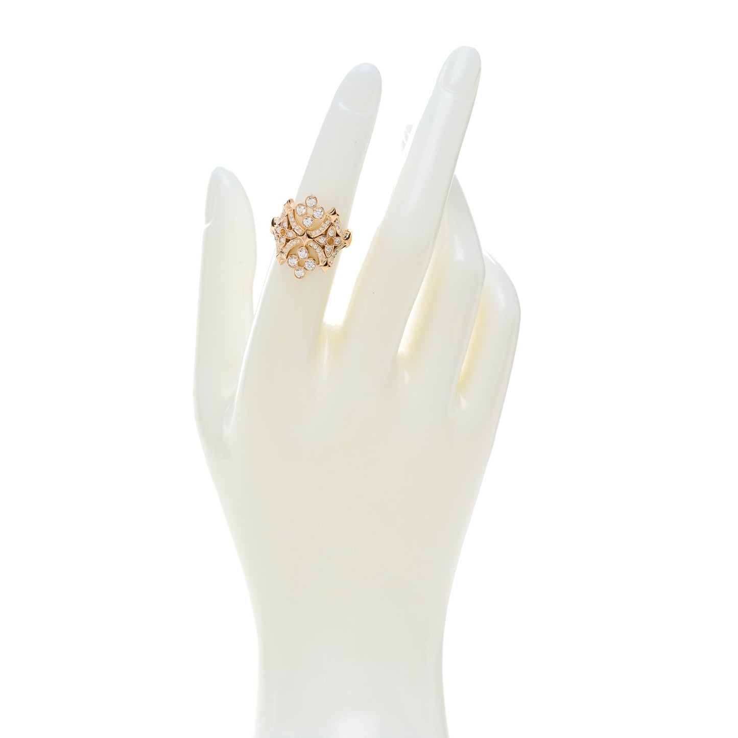 18K Rose Gold Diamond Dentelle de Monogram Ring 50 5.5
