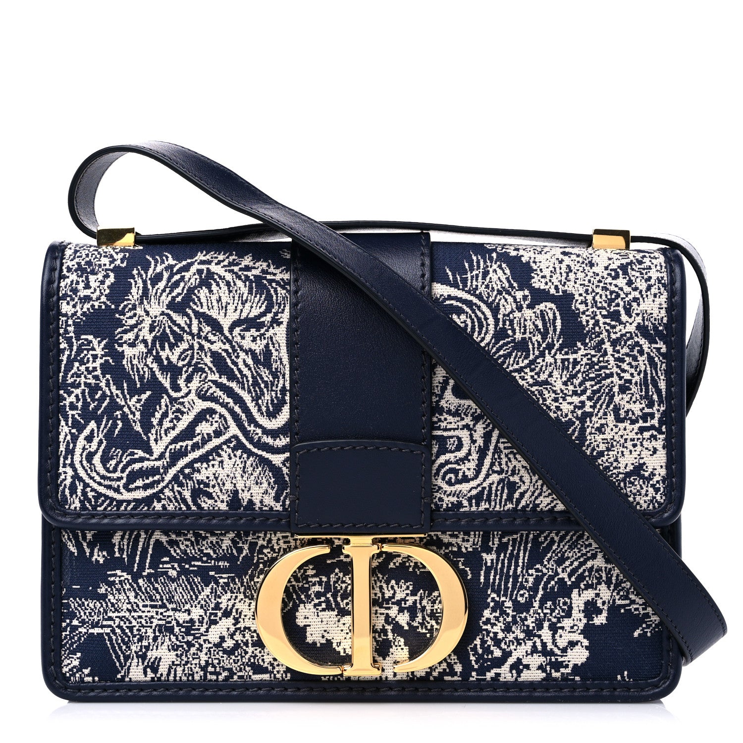 Christian Dior Toile de Jouy Reverse Jacquard 30 Montaigne Flap Bag Blue 1 of 9