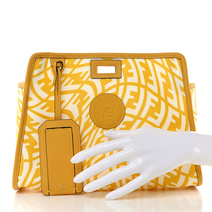 Fendi X SARAH COLEMAN Glazed Canvas Vitello Grace FF Vertigo Mini Peekaboo Defender Cover Mimosa White 2 of 9