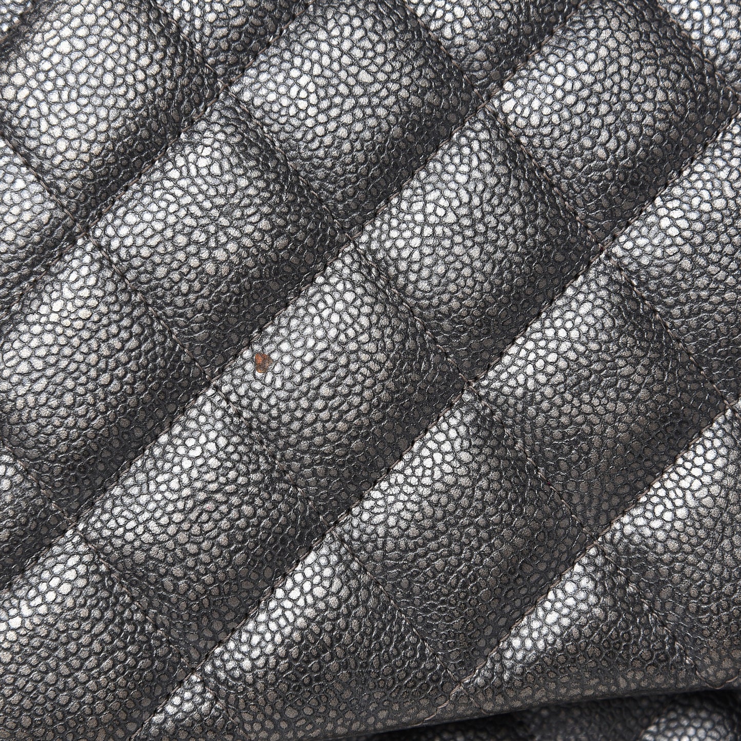 Metallic Caviar Quilted Maxi Double Flap Charcoal