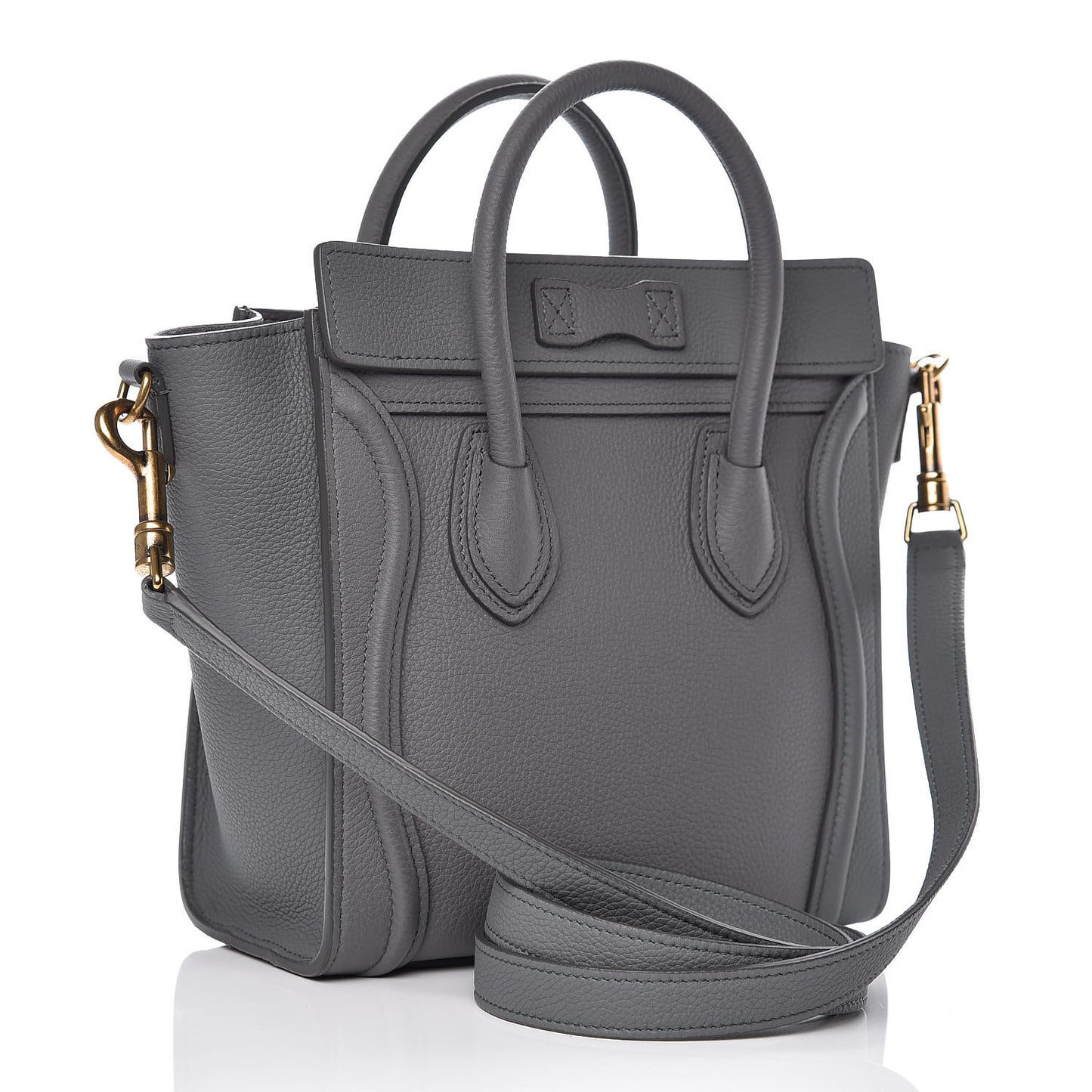 Drummed Calfskin Nano Luggage Kohl