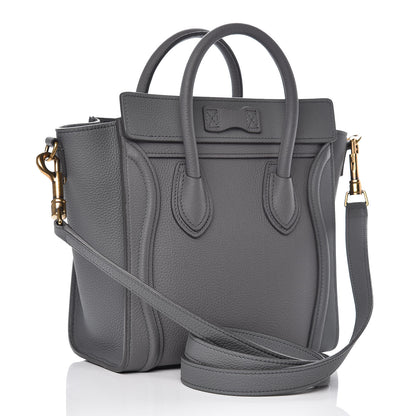 Celine Drummed Calfskin Nano Luggage Kohl 3 of 10