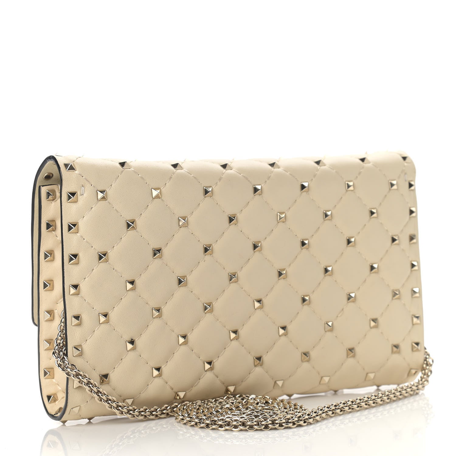 Valentino Garavani Nappa Rockstud Spike Wallet on Chain Light Ivory 3 of 12