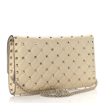 Valentino Garavani Nappa Rockstud Spike Wallet on Chain Light Ivory 3 of 12