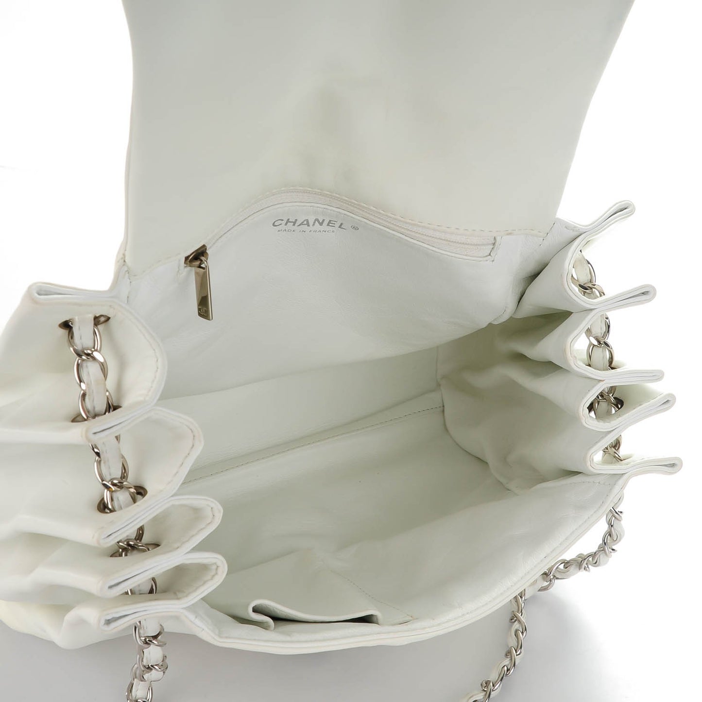 Lambskin Sensual Accordion Flap White