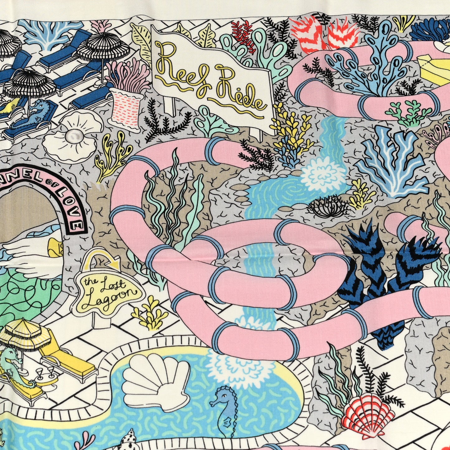 Cashmere Silk Splash Park Shawl 140 White Jaune Multicolor