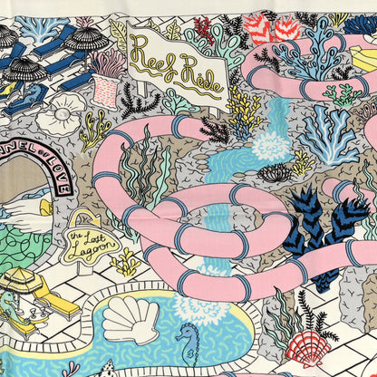 Hermes Cashmere Silk Splash Park Shawl 140 White Jaune Multicolor 6 of 9