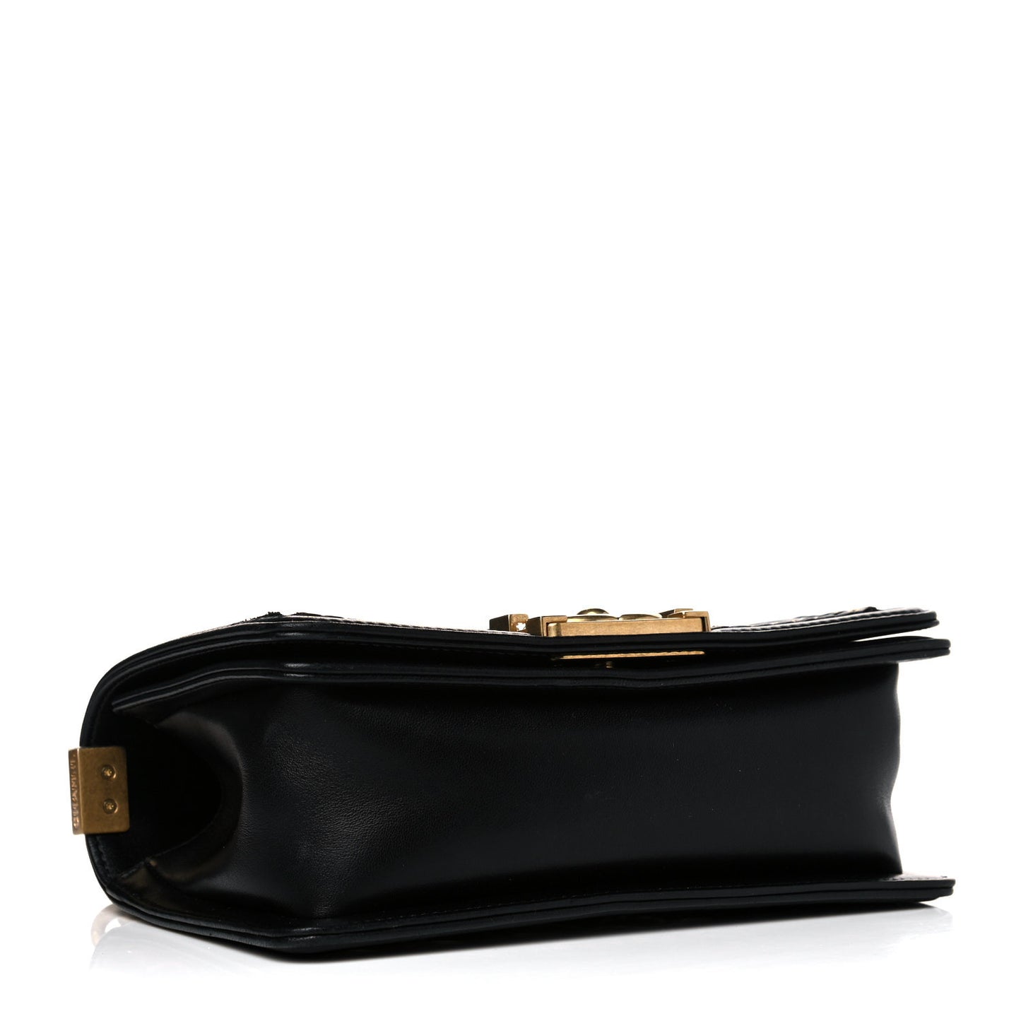 Lambskin Quilted Small Chain Detail Boy Flap Black