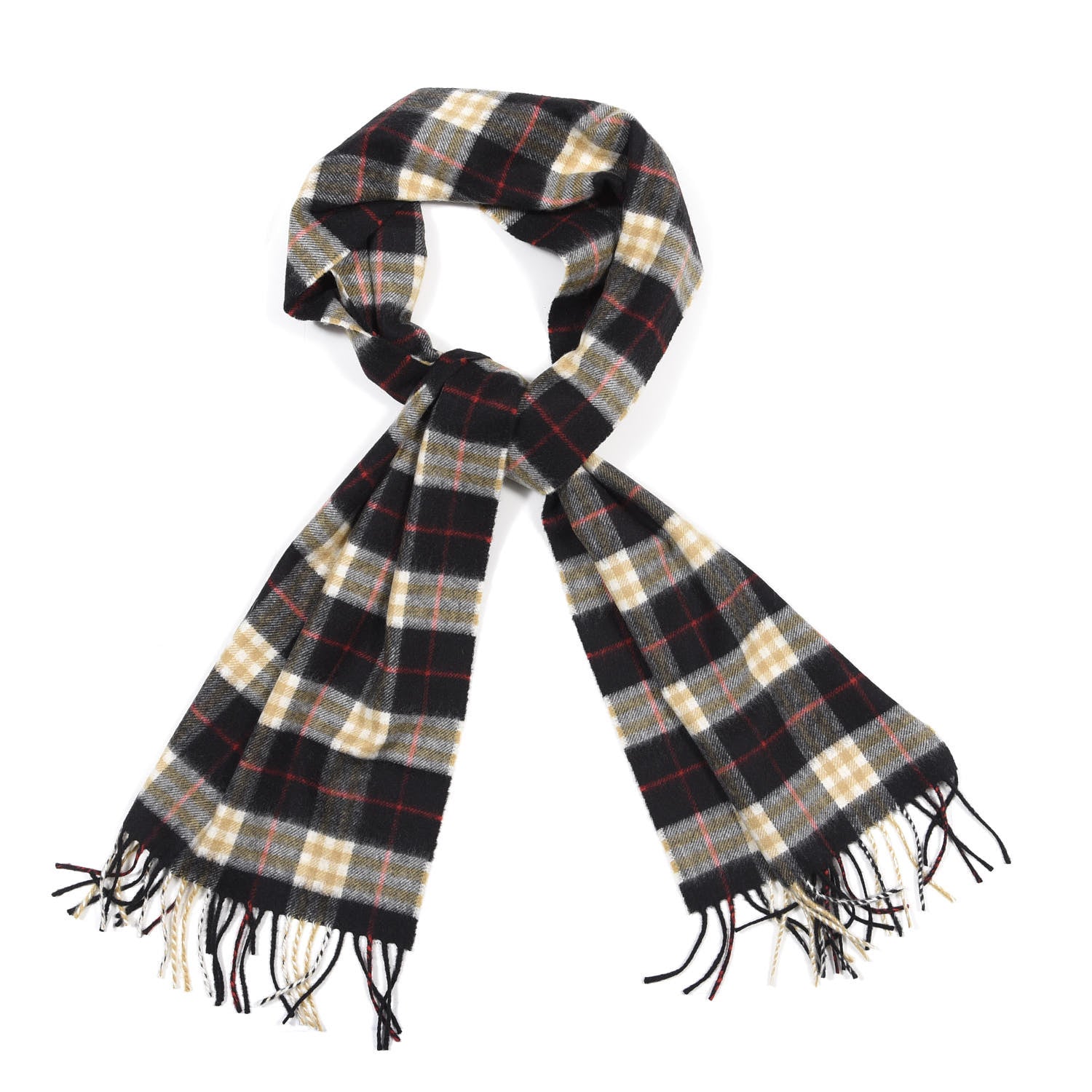 Burberry Cashmere Vintage Check Icon Stripe Scarf Black 1 of 3