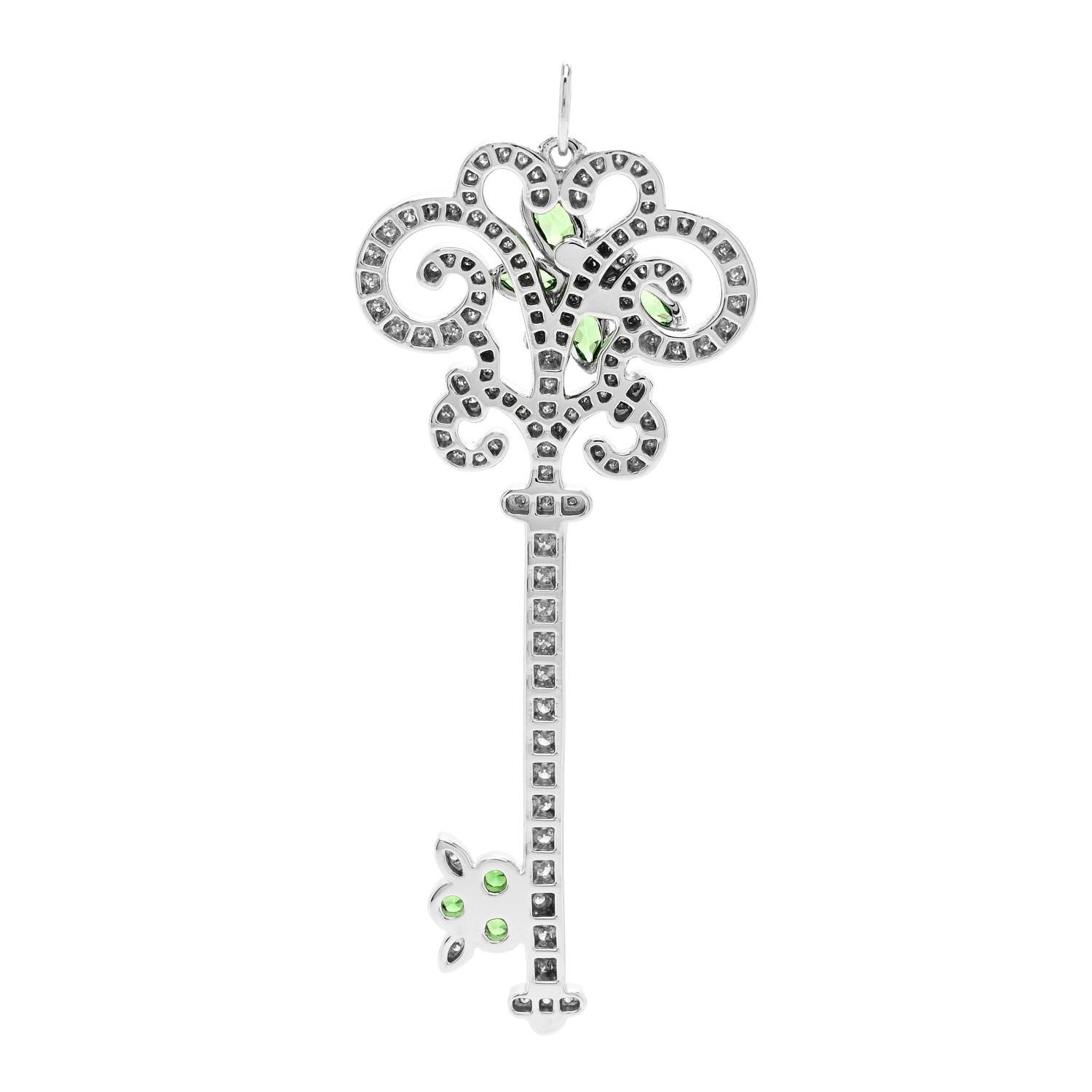 Tiffany Platinum Diamond Tsavorite Enchant Dragonfly Key Pendant 3 of 4