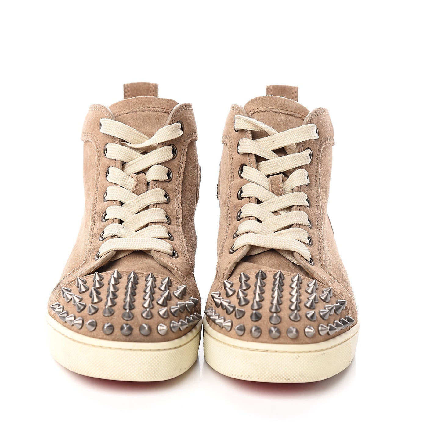 Veau Velours Womens Louis Spikes Flat Sneakers 35 Beige