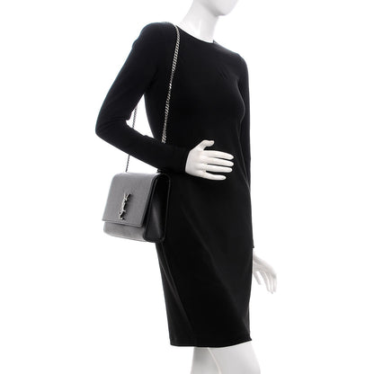 Saint Laurent Grain De Poudre Large Classic Monogram Kate Satchel Black 2 of 6