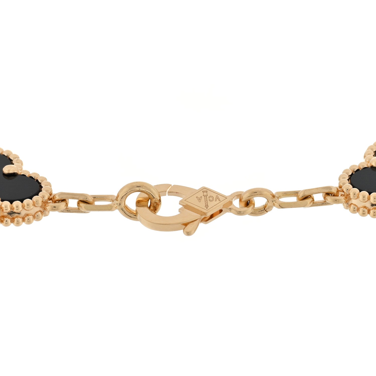 Van Cleef & Arpels 18K Yellow Gold Black Onyx 5 Motifs Vintage Alhambra Bracelet 3 of 3