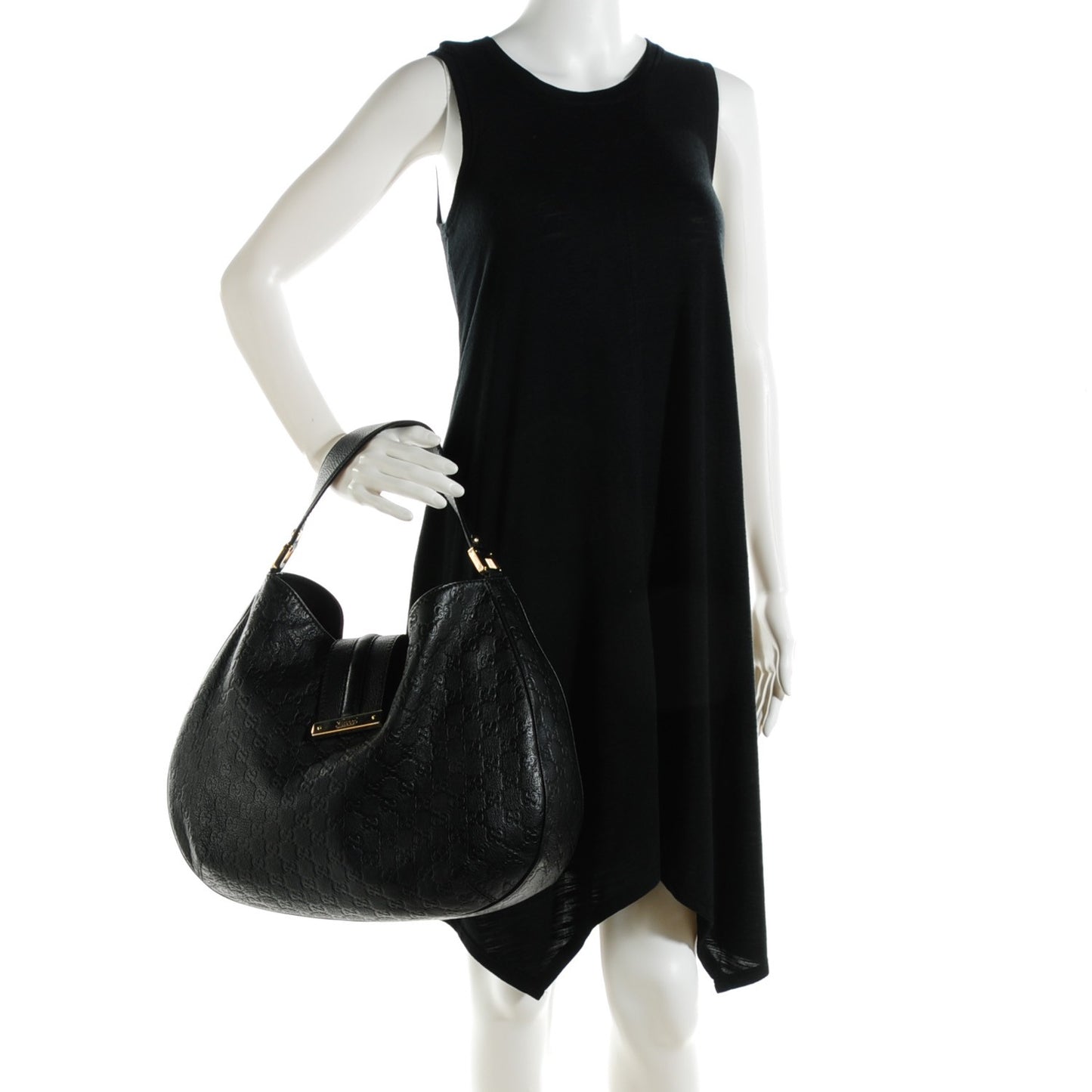 Guccissima Large New Ladies Web Hobo Black