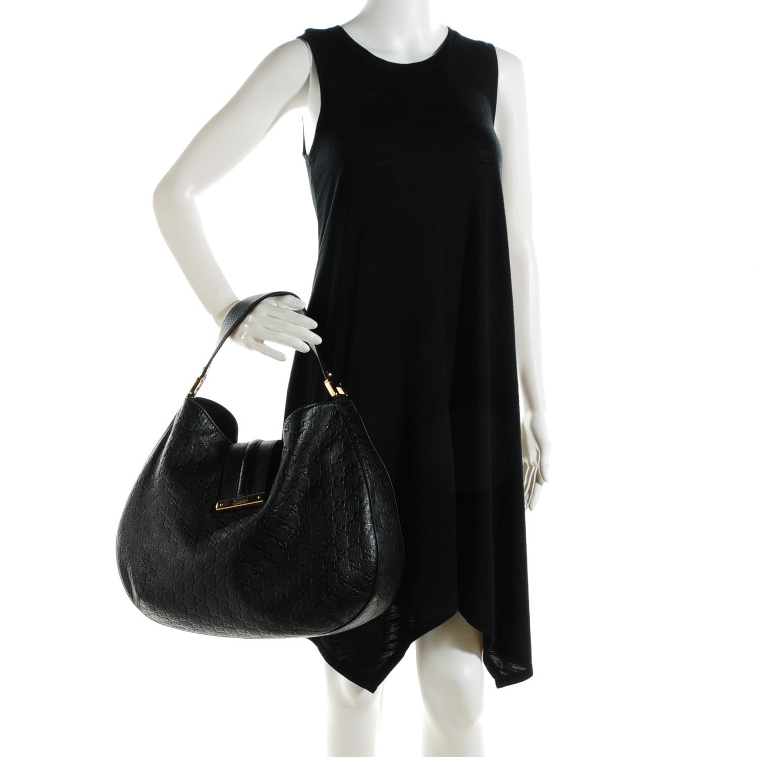 Gucci Guccissima Large New Ladies Web Hobo Black 2 of 7