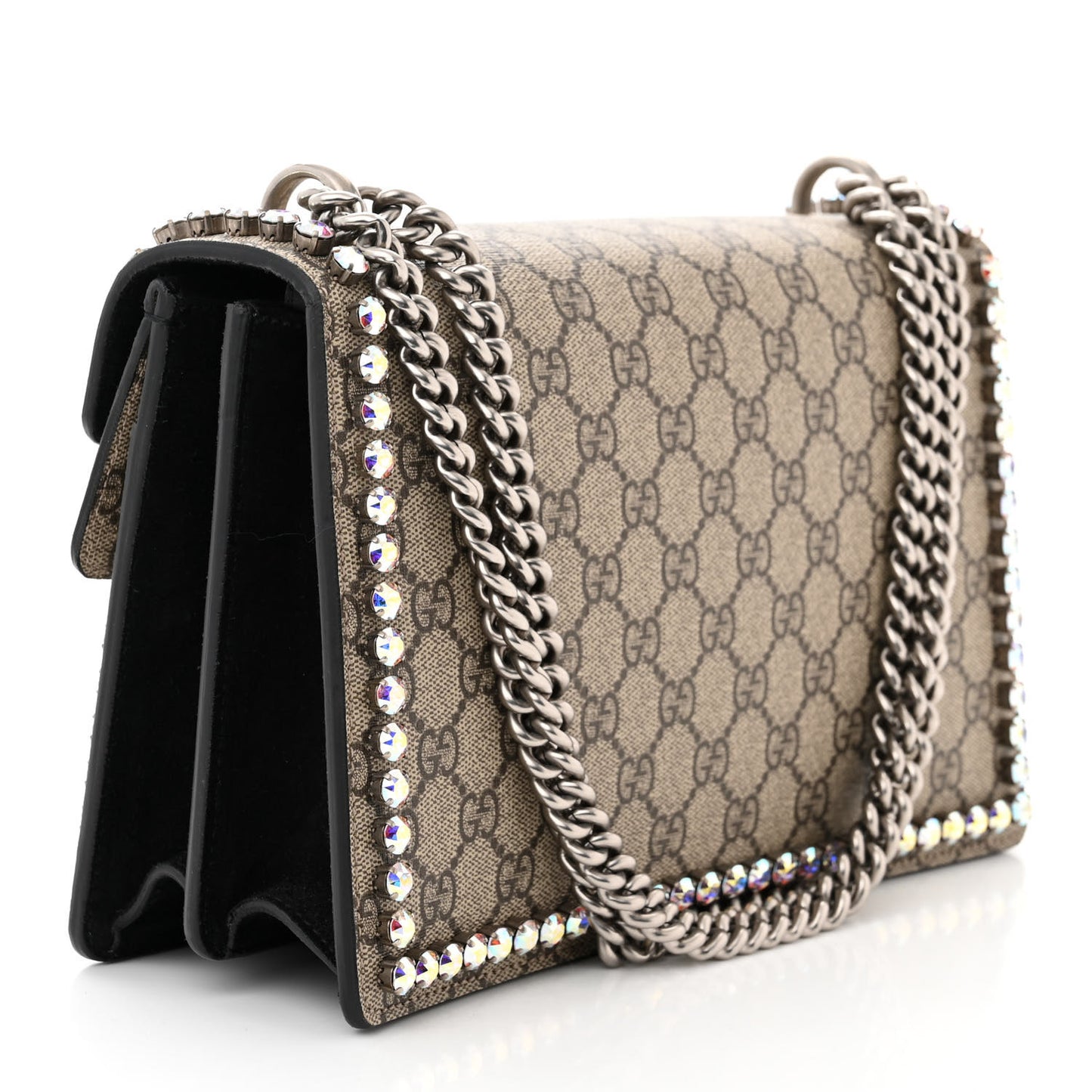 GG Supreme Monogram Crystal Small Dionysus Shoulder Bag Black