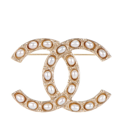 Chanel Pearl Large CC Brooch Gold 1 of 5