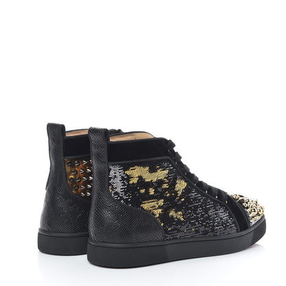 Christian Louboutin Patent Galucalf Velvet Sequin Embellished Mad Flat Sneakers 41 Black 4 of 11