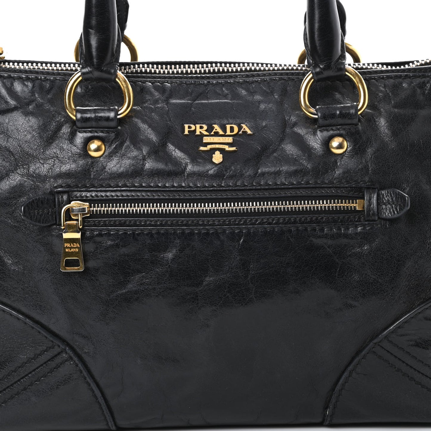 Vitello Shine Shopping Satchel Black