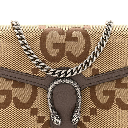 Gucci Monogram Jumbo GG Textured Dollar Calfskin Mini Dionysus Chain Wallet Camel Ebony New Acero 9 of 12