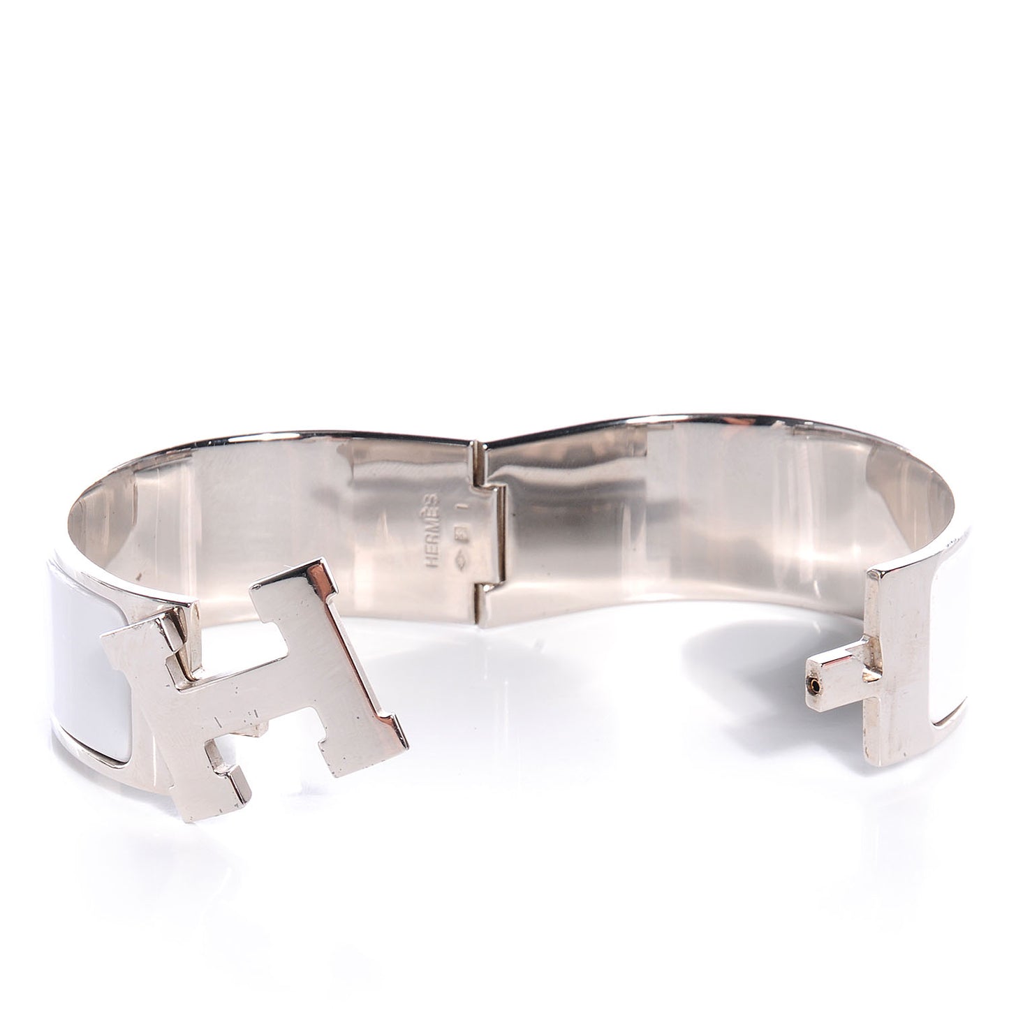 Enamel Wide Clic Clac H Bracelet GM White