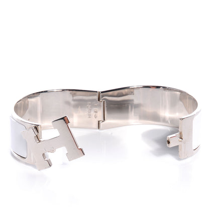 Hermes Enamel Wide Clic Clac H Bracelet GM White 3 of 5