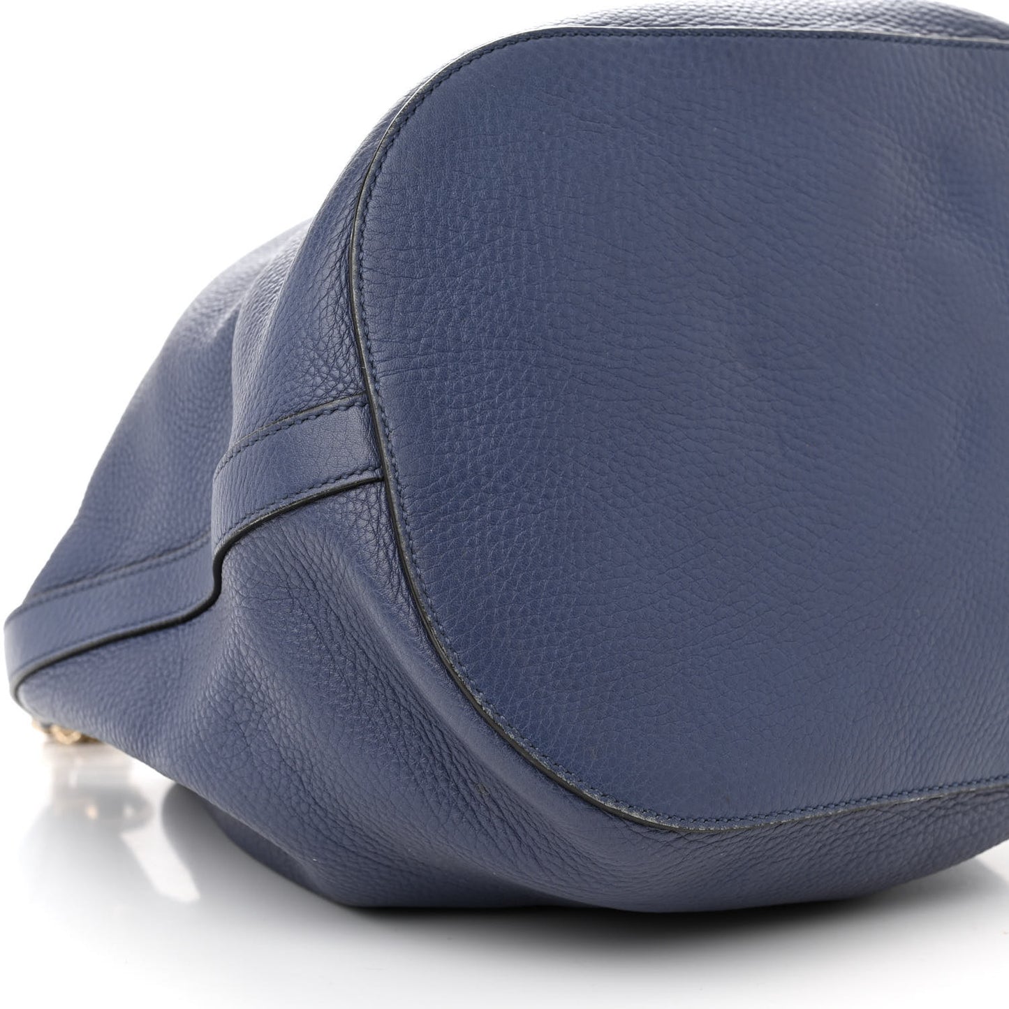 Pebbled Calfskin Miss Bamboo Bucket Bag Blue