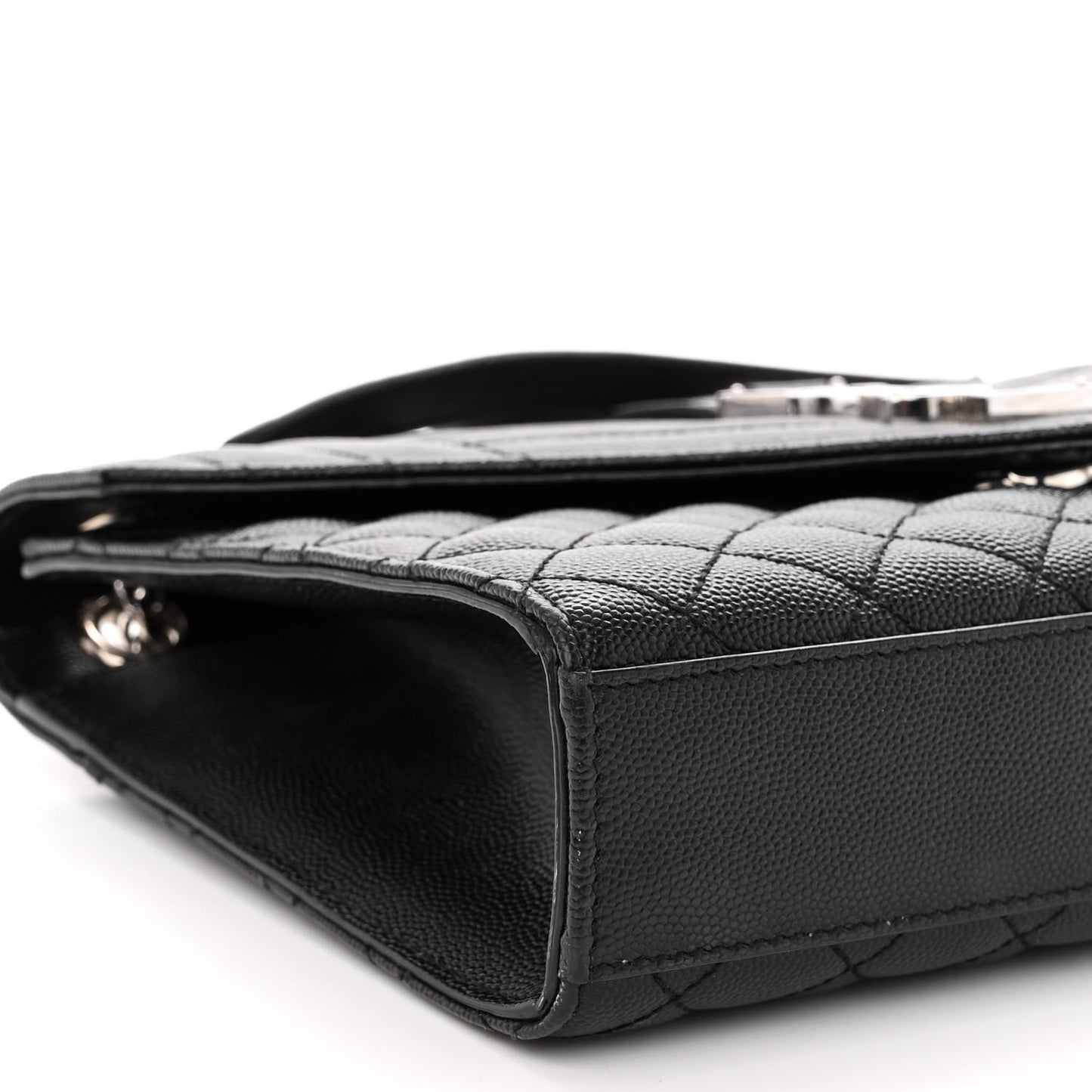 Grain De Poudre Textured Mixed Matelasse Triquilt Medium Monogram Satchel Black