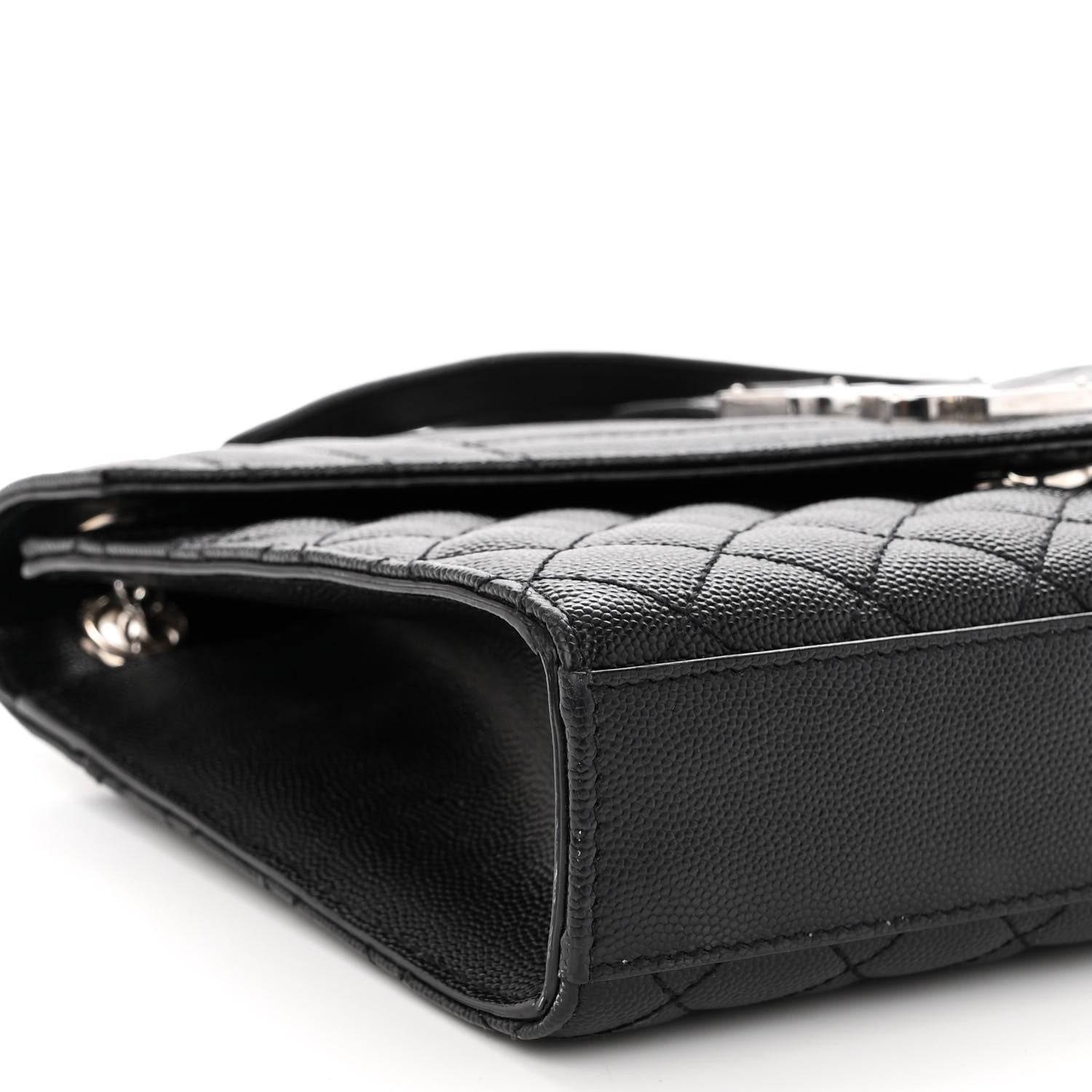 Saint Laurent Grain De Poudre Textured Mixed Matelasse Triquilt Medium Monogram Satchel Black 8 of 12