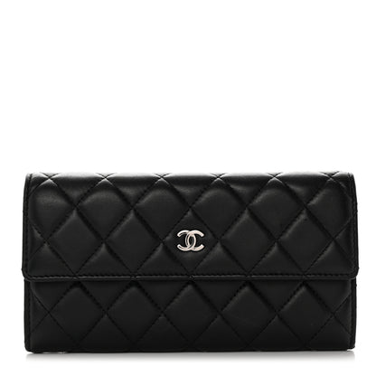 Chanel Lambskin Quilted Large Gusset Flap Wallet Black 1 of 8