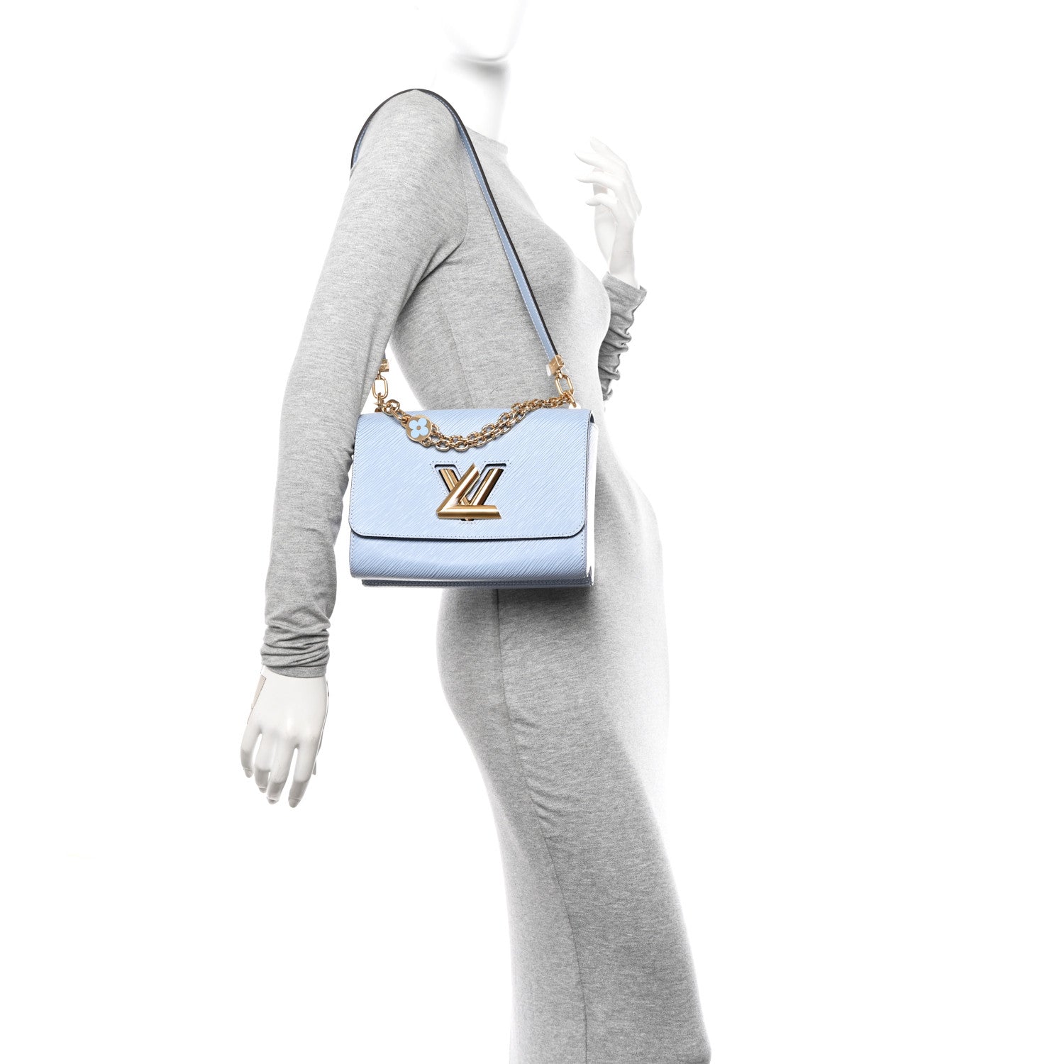 Louis Vuitton Epi Twist Monogram Flower Chain Shoulder Bag MM Blue 2 of 11