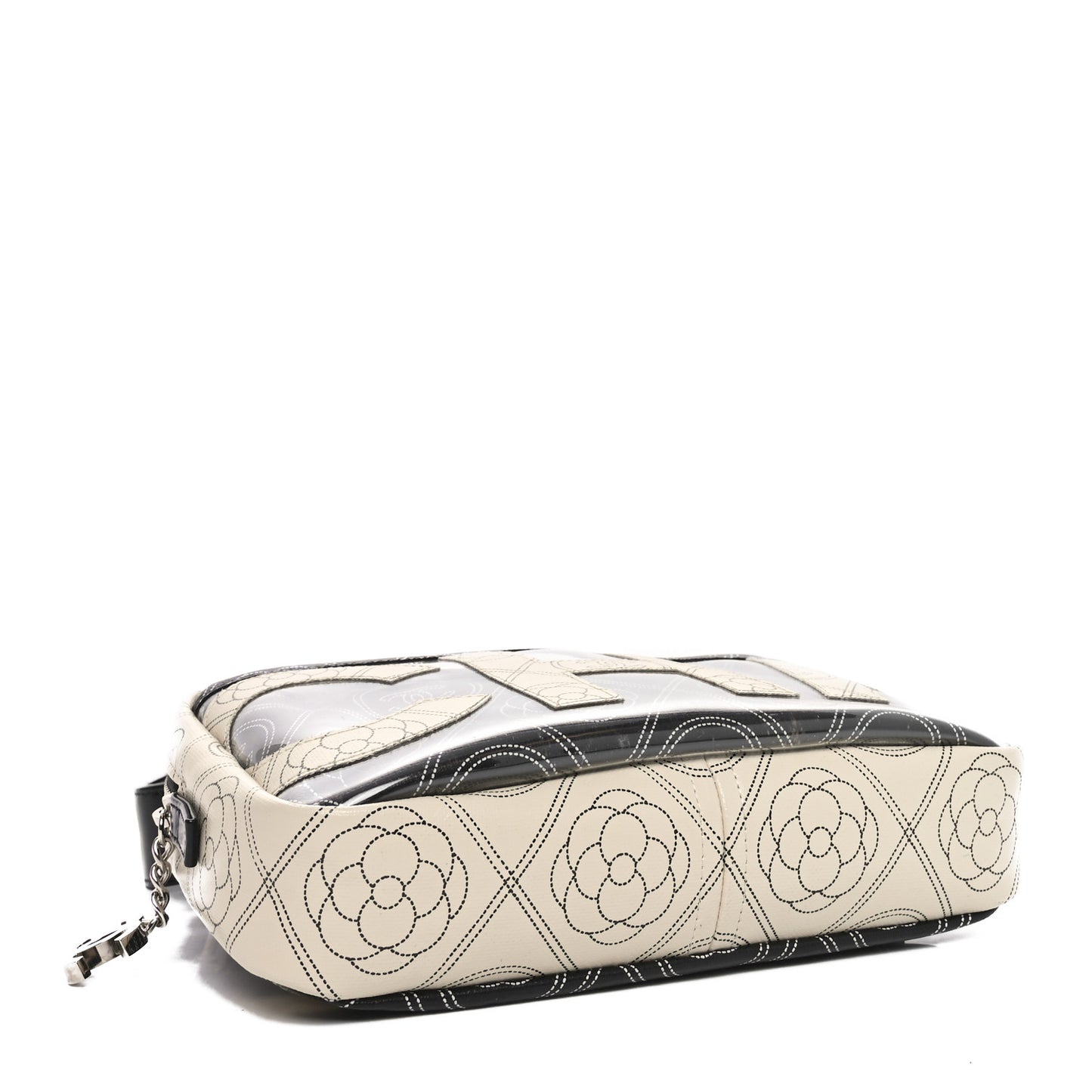 Coated Canvas Calfskin Camellia Printed Camera Case Black Beige