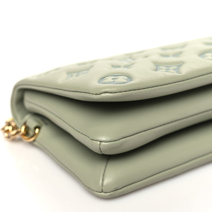 Louis Vuitton Lambskin Embossed Monogram Pochette Coussin Green 8 of 9